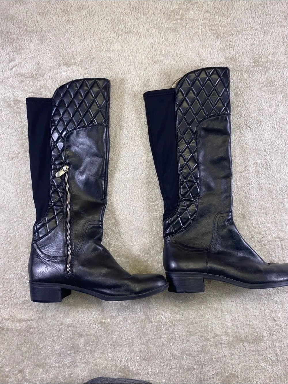 Adrienne Vittadini Black Quilted  Riding Boots size 9